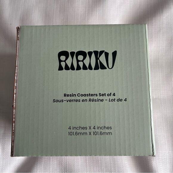RIRIKU Resin Coasters Set of 4 NIB - Picture 6 of 12